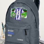 Τσάντα Σχολική για Δημοτικό, Γκρι με Γαλανόλευκη Φανέλα