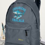 Σχολική Τσάντα για Γυμνασίο & Λύκειο, Γκρι με Σχέδιο Καρχαρία