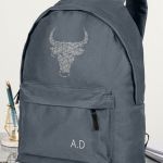 Σχολική Τσάντα για Γυμνασίο & Λύκειο, Γκρι με Σχέδιο Ταύρο