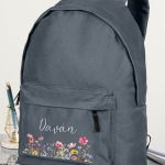 Σχολική Τσάντα για Γυμνάσιο & Λύκειο, Γκρι με Λουλούδια