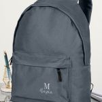 Τσάντα Σχολική Γκρι για Κορίτσια με Όνομα & Μονόγραμμα