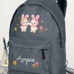 Σχολική Τσάντα για Κορίτσια Δημοτικού, Γκρι με Λαγουδάκια