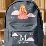 Σχολική Τσάντα για Κορίτσια Δημοτικού, Γκρι με Πριγκίπισσα