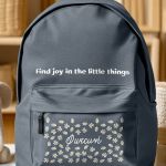 Τσάντα Σχολική για Δημοτικό & Γυμνάσιο, Γκρι με Μαργαρίτες