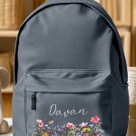 Σχολική Τσάντα για Γυμνάσιο & Λύκειο, Γκρι με Λουλούδια