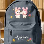 Σχολική Τσάντα για Κορίτσια Δημοτικού, Γκρι με Λαγουδάκια