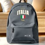 Σχολική Τσάντα για Γυμνασίο & Λύκειο, Γκρι με Σχέδιο ITALIA