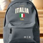 Σχολική Τσάντα για Γυμνασίο & Λύκειο, Γκρι με Σχέδιο ITALIA