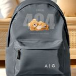 Σχολική Τσάντα για Γυμνασίο & Λύκειο, Γκρι με Σχέδιο Teddy