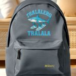 Σχολική Τσάντα για Γυμνασίο & Λύκειο, Γκρι με Σχέδιο Καρχαρία