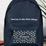 Τσάντα Σχολική για Δημοτικό & Γυμνάσιο, Μπλε με Μαργαρίτες