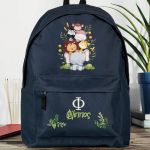 Σχολική Τσάντα για Παιδιά Δημοτικού, Μπλε με Όνομα & Ζωάκια