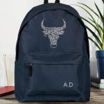 Σχολική Τσάντα για Γυμνασίο & Λύκειο, Μπλε με Σχέδιο Ταύρο