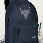 Σχολική Τσάντα για Γυμνασίο & Λύκειο, Μπλε με Σχέδιο Ταύρο