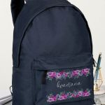 Τσάντα Σχολική Μπλε για Κορίτσια με Όνομα & Σχέδιο Άνθη