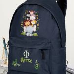 Σχολική Τσάντα για Παιδιά Δημοτικού, Μπλε με Όνομα & Ζωάκια