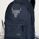 Σχολική Τσάντα για Γυμνασίο & Λύκειο, Μπλε με Σχέδιο Ταύρο