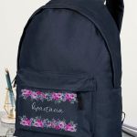 Τσάντα Σχολική Μπλε για Κορίτσια με Όνομα & Σχέδιο Άνθη