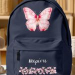 Τσάντα Σχολική για Δημοτικό & Γυμνάσιο, Μπλε με Πεταλούδα