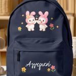 Σχολική Τσάντα για Κορίτσια Δημοτικού, Μπλε με Λαγουδάκια