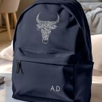 Σχολική Τσάντα για Γυμνασίο & Λύκειο, Μπλε με Σχέδιο Ταύρο