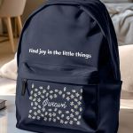 Τσάντα Σχολική για Δημοτικό & Γυμνάσιο, Μπλε με Μαργαρίτες