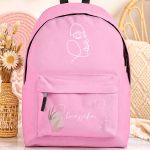 Τσάντα Σχολική Ροζ για Κορίτσια με Όνομα & Σχέδιο Πρόσωπο