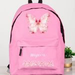 Τσάντα Σχολική για Δημοτικό & Γυμνάσιο, Ροζ με Πεταλούδα