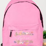 Τσάντα Σχολική Ροζ για Κορίτσια με Όνομα & Σχέδιο Λουλούδια