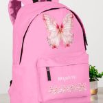 Τσάντα Σχολική για Δημοτικό & Γυμνάσιο, Ροζ με Πεταλούδα