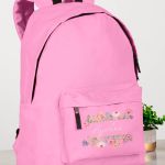 Τσάντα Σχολική Ροζ για Κορίτσια με Όνομα & Σχέδιο Λουλούδια