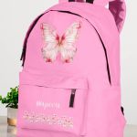Τσάντα Σχολική για Δημοτικό & Γυμνάσιο, Ροζ με Πεταλούδα