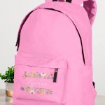 Τσάντα Σχολική Ροζ για Κορίτσια με Όνομα & Σχέδιο Λουλούδια