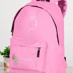 Τσάντα Σχολική Ροζ για Κορίτσια με Όνομα & Σχέδιο Πρόσωπο
