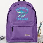 Σχολική Τσάντα για Γυμνασίο & Λύκειο, Μωβ με Σχέδιο Καρχαρία