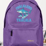 Σχολική Τσάντα για Γυμνασίο & Λύκειο, Μωβ με Σχέδιο Καρχαρία