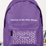 Τσάντα Σχολική για Δημοτικό & Γυμνάσιο, Μωβ με Μαργαρίτες