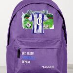 Τσάντα Σχολική για Δημοτικό, Μωβ με Γαλανόλευκη Φανέλα