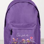 Σχολική Τσάντα για Γυμνάσιο & Λύκειο, Μωβ με Λουλούδια