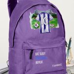 Τσάντα Σχολική για Δημοτικό, Μωβ με Γαλανόλευκη Φανέλα