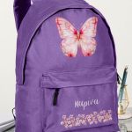 Τσάντα Σχολική για Δημοτικό & Γυμνάσιο, Μωβ με Πεταλούδα