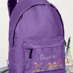 Σχολική Τσάντα για Γυμνάσιο & Λύκειο, Μωβ με Λουλούδια