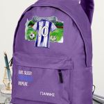 Τσάντα Σχολική για Δημοτικό, Μωβ με Γαλανόλευκη Φανέλα