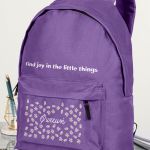 Τσάντα Σχολική για Δημοτικό & Γυμνάσιο, Μωβ με Μαργαρίτες