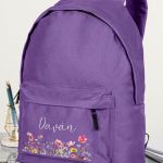 Σχολική Τσάντα για Γυμνάσιο & Λύκειο, Μωβ με Λουλούδια