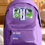 Τσάντα Σχολική για Δημοτικό, Μωβ με Γαλανόλευκη Φανέλα