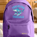 Σχολική Τσάντα για Γυμνασίο & Λύκειο, Μωβ με Σχέδιο Καρχαρία