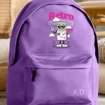 Σχολική Τσάντα για Γυμνασίο & Λύκειο, Μωβ με Retro Games