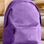 Τσάντα Σχολική Μωβ για Κορίτσια με Όνομα & Μονόγραμμα