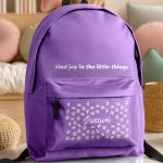 Τσάντα Σχολική για Δημοτικό & Γυμνάσιο, Μωβ με Μαργαρίτες